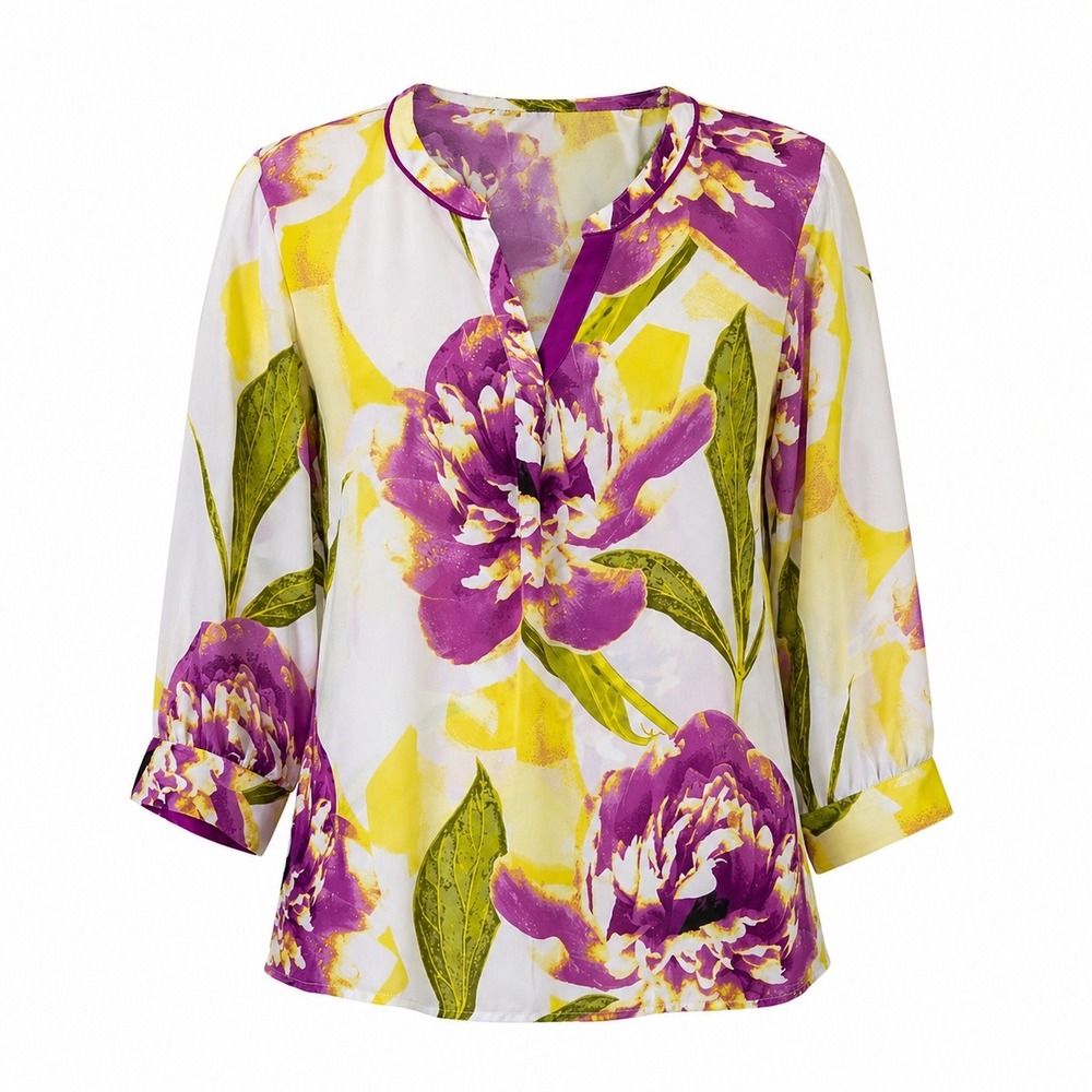 Worthington Women Garden Floral Multi-Color Top‎ 3X Sheer Lightweight Career New
